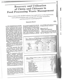 1991 Recovery and Utilization of Chitin and Chitosan in Food Processing Waste Management