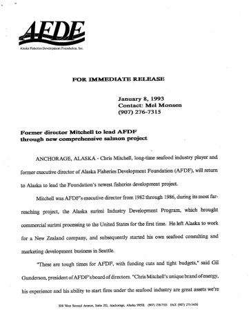 Press Release Jan 8 1993