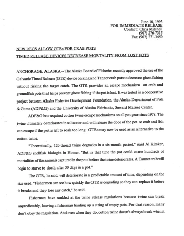 Press Release June 10 1993