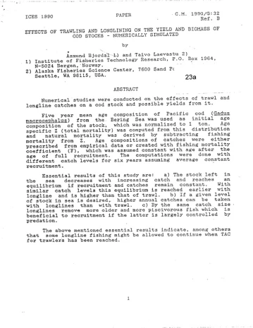 1990 Effects of Trawling and Longlining
