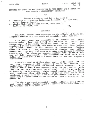 1990 Effects of Trawling and Longlining