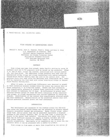 1983 Fish Silage in Aquaculture Diets