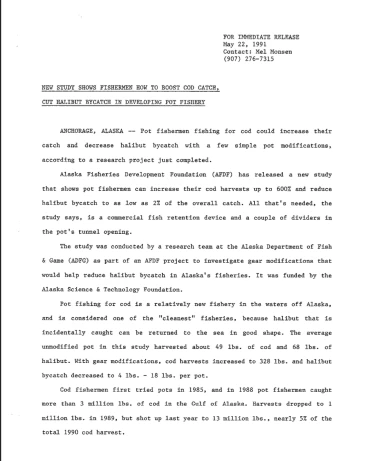 Press Release May 22 1991