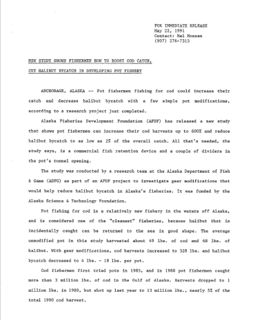 Press Release May 22 1991