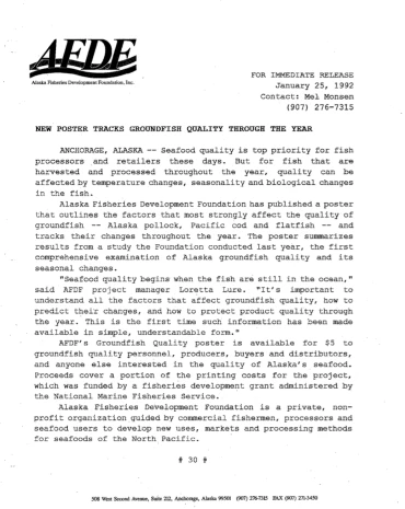 Press Release Jan 25 1992