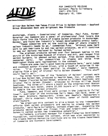 Press Release Feb 15 1994
