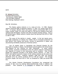 1993 NOAA Letter of Support for AFDF- Saltonstall/Kennedy salmon grant