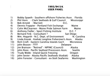 1993/94 S-K User Panel