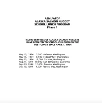 1994 AFDF ASMI Alaska Salmon Nugget School Lunch Program