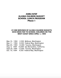 1994 AFDF ASMI Alaska Salmon Nugget School Lunch Program