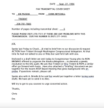 1994 Fax Transmission Cover Sheet- Trident re: OIG audit