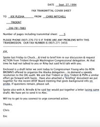 1994 Fax Transmission Cover Sheet- Trident re: OIG audit