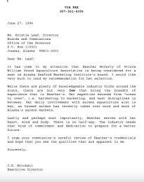1994 AFDF letter of support for McCarty for ASMI Board