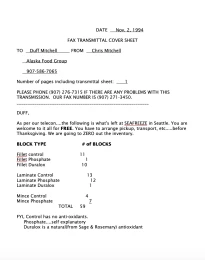 1994 Alaska Food Group Fax Cover Sheet