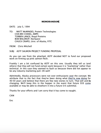 1994 ASTF not funding salmon project